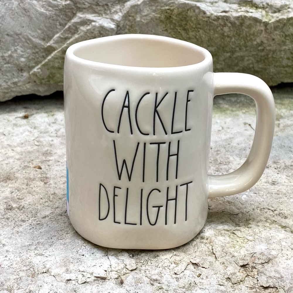 Rae Dunn CACKLE WITH DELIGHT Double-Sided Mug
